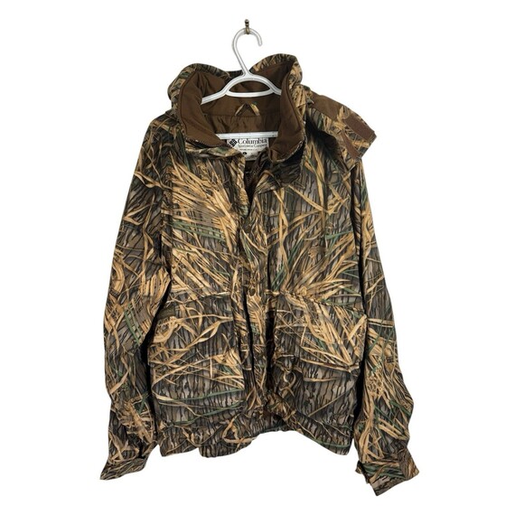 Columbia Hunting Jacket Mens L Mossy Oak Shadow Grass Camo Duck Removable Hood - Picture 1 of 10
